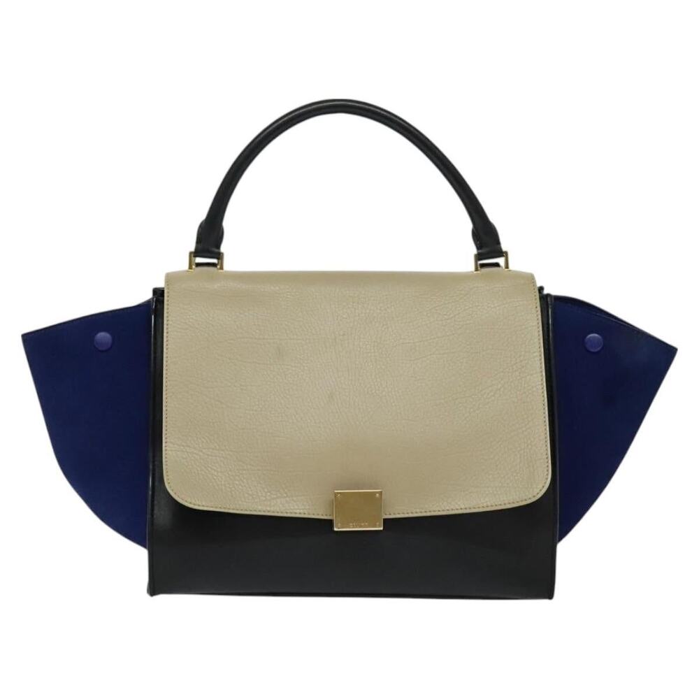 Celine Suede Leather Trapeze Handbag Beige